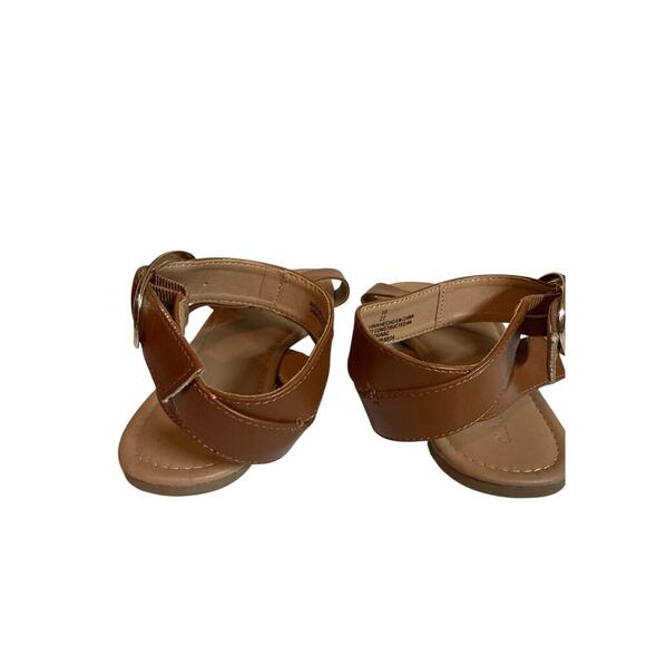 Old Navy Women's Faux Leather Cross Strap Buckle Sandals Size 10 Cognac NWOT - Picture 6 of 7